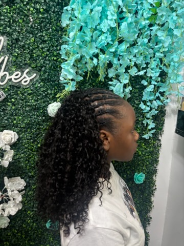 Cornrows into loose curls