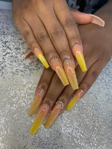 Caramel ombré with rhinestones