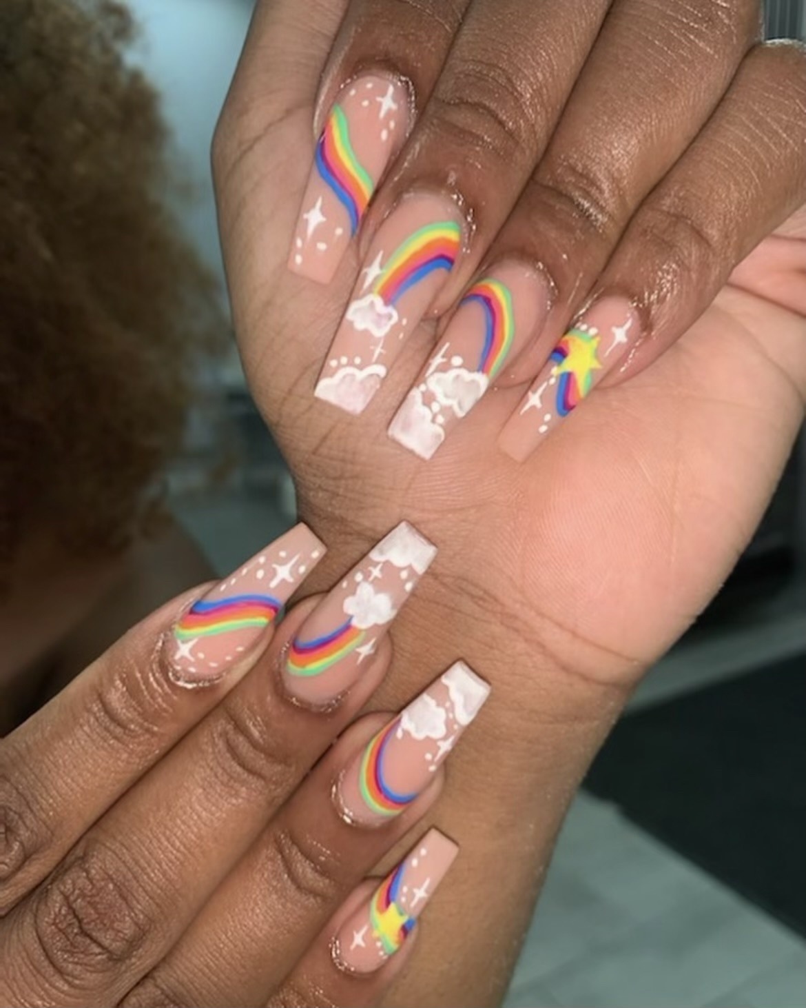Rainbow clouds and stars